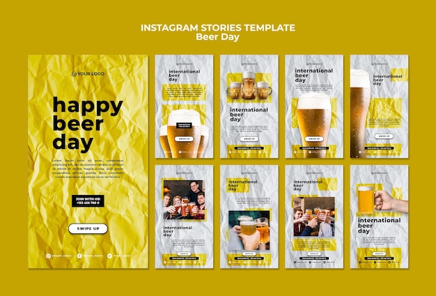 PSD gratuit histoires instagram de la journée de la bière