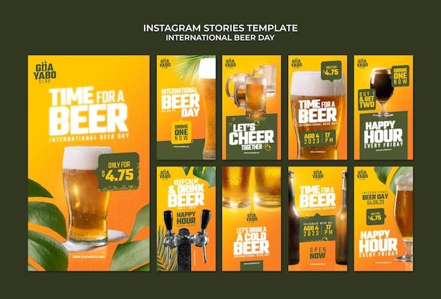 PSD gratuit histoires instagram de la journée internationale de la bière