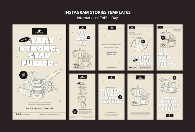 Histoires Instagram de la journée internationale du café