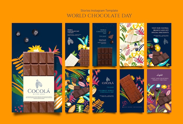 PSD gratuit histoires instagram de la journée mondiale du chocolat