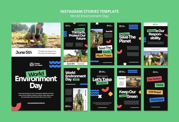 PSD gratuit histoires instagram de la journée mondiale de l'environnement