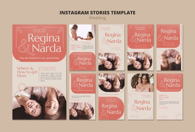 Histoires instagram minimales de célébration de mariage