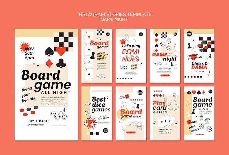 PSD gratuit les histoires d'instagram de la nuit de jeu