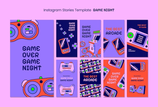 PSD gratuit les histoires d'instagram de la nuit de jeu