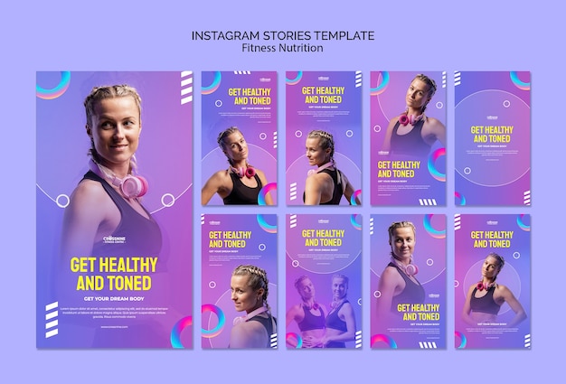 PSD gratuit histoires instagram de nutrition de remise en forme