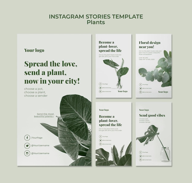 PSD gratuit histoires instagram de plantes
