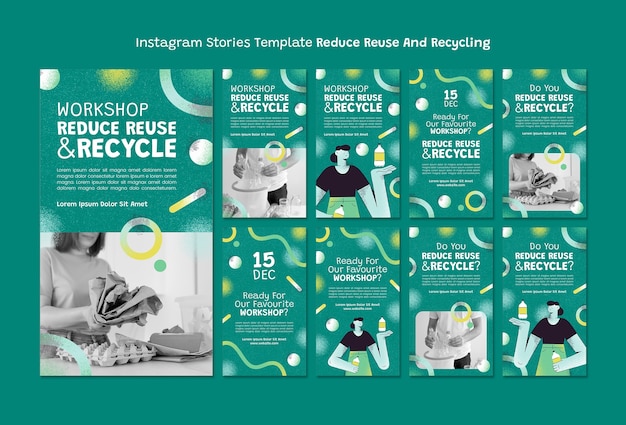 Histoires instagram de recyclage dessinées à la main