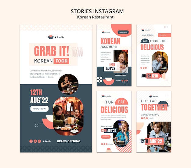 Histoires instagram de restaurant de cuisine coréenne
