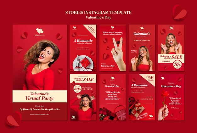 PSD gratuit histoires instagram de la saint-valentin