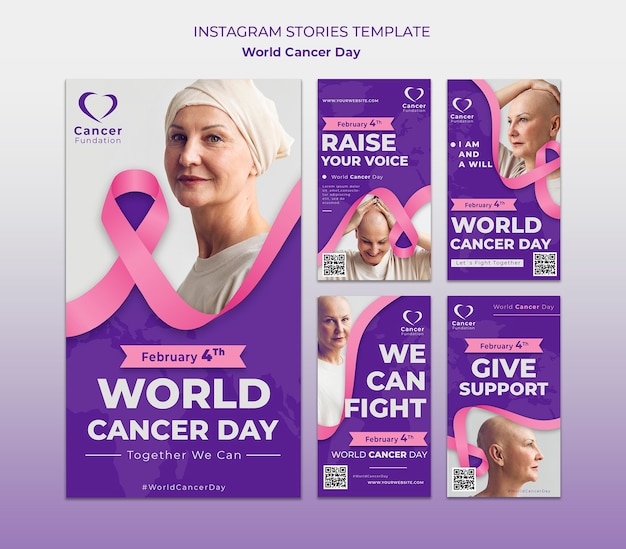 Histoires instagram de sensibilisation à la journée mondiale contre le cancer