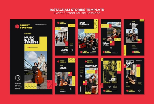 PSD gratuit histoires instagram de sessions de musique de rue