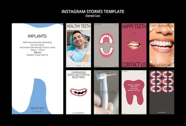 PSD gratuit histoires instagram sur les soins dentaires