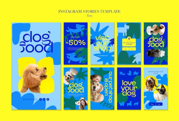 PSD gratuit histoires instagram de soins pour animaux de compagnie au design plat