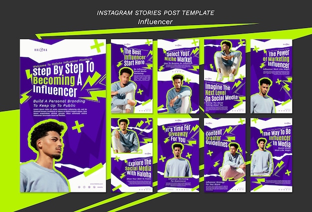 Histoires Instagram De Stratégie D'influenceur Design Plat