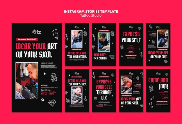 PSD gratuit histoires instagram de studio de tatouage