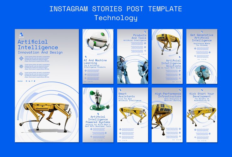 PSD gratuit histoires instagram de la technologie ai dégradée