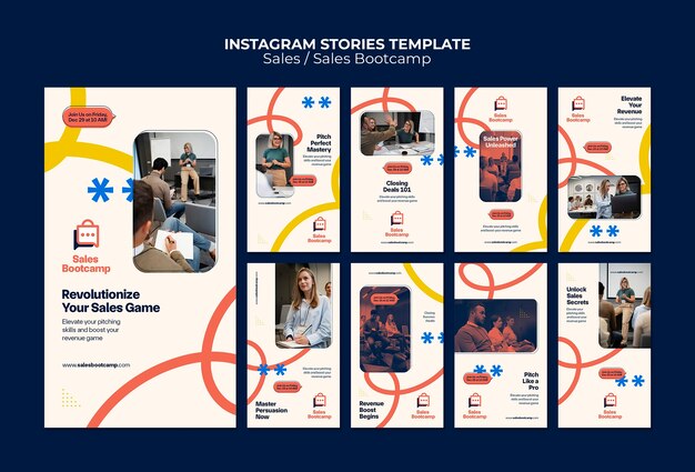 Histoires instagram de vente de design plat
