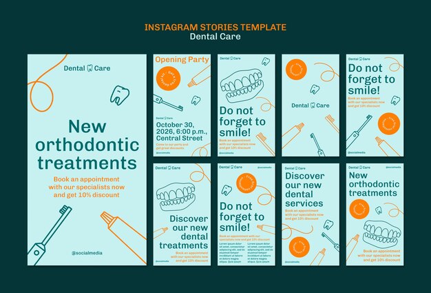 Des histoires d'instagramme de soins dentaires à la conception plate