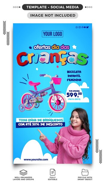 histoires de médias sociaux offres pour la journée des enfants