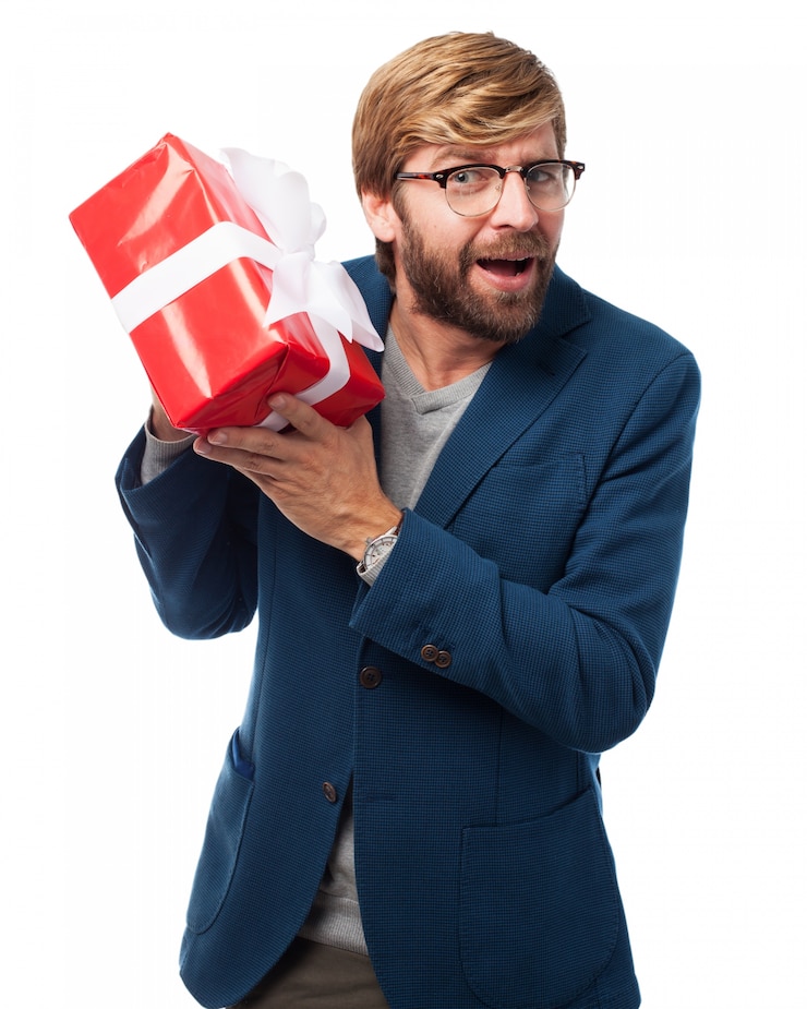 PSD gratuit l&#39;homme avec un cadeau