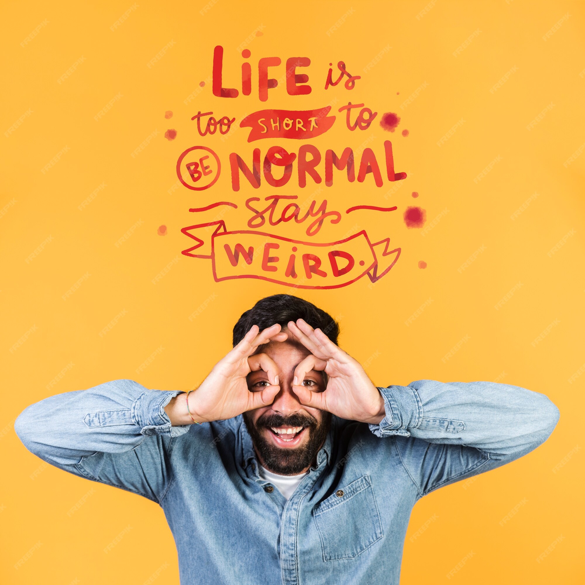 Homme Drole Avec Une Citation De Motivation Ci Dessus Psd Gratuite
