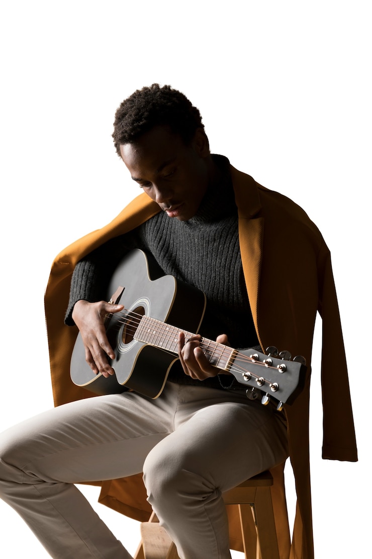 PSD gratuit un homme avec une guitare jouant de la musique