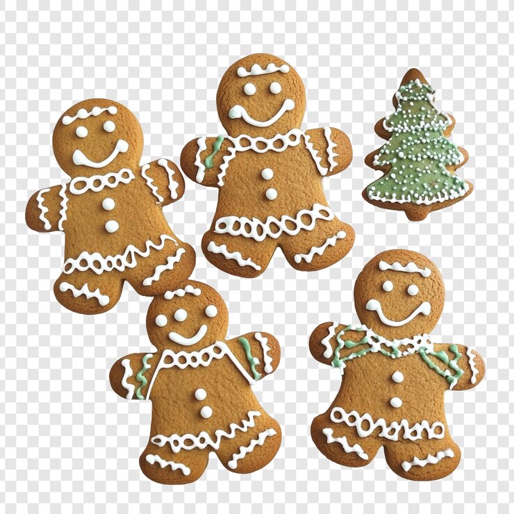 PSD gratuit des hommes de pain d'épice délicieux et des biscuits d'arbre de noël