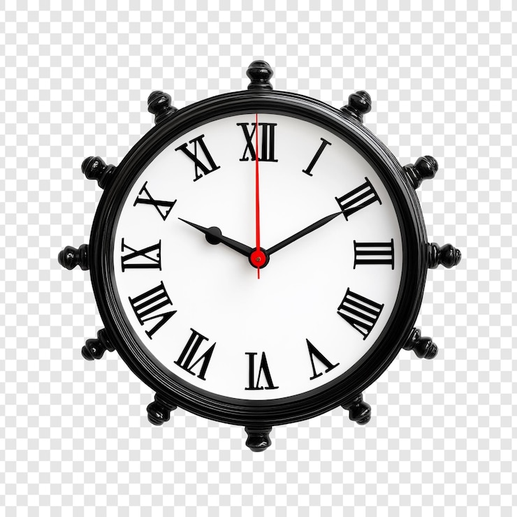 PSD gratuit horloge nautique avec des chiffres romains et une roue de navire