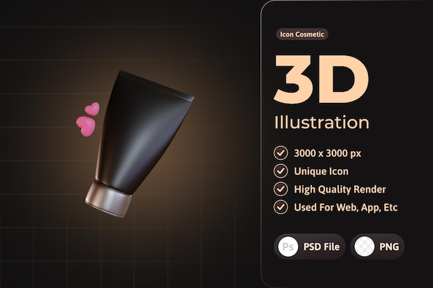 icône 3d cosmétique de luxe, nettoyant pour le visage