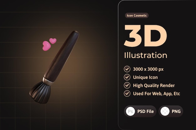 Icône 3d Cosmétique De Luxe, Pinceau