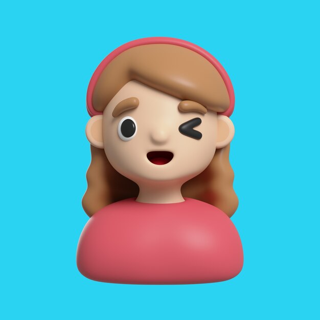 PSD gratuit icône 3d d'emoji d'avatar de fille