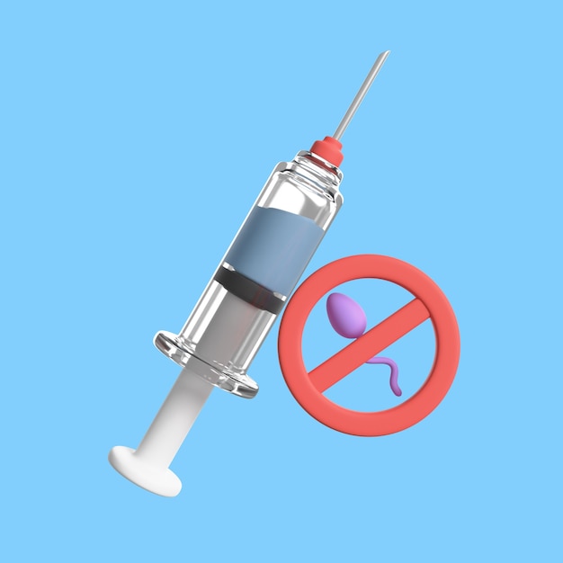PSD gratuit icône 3d pour l'éducation sexuelle avec seringue d'insémination artificielle