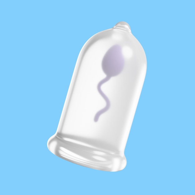 PSD gratuit icône 3d pour l'éducation sexuelle avec sperme et préservatif