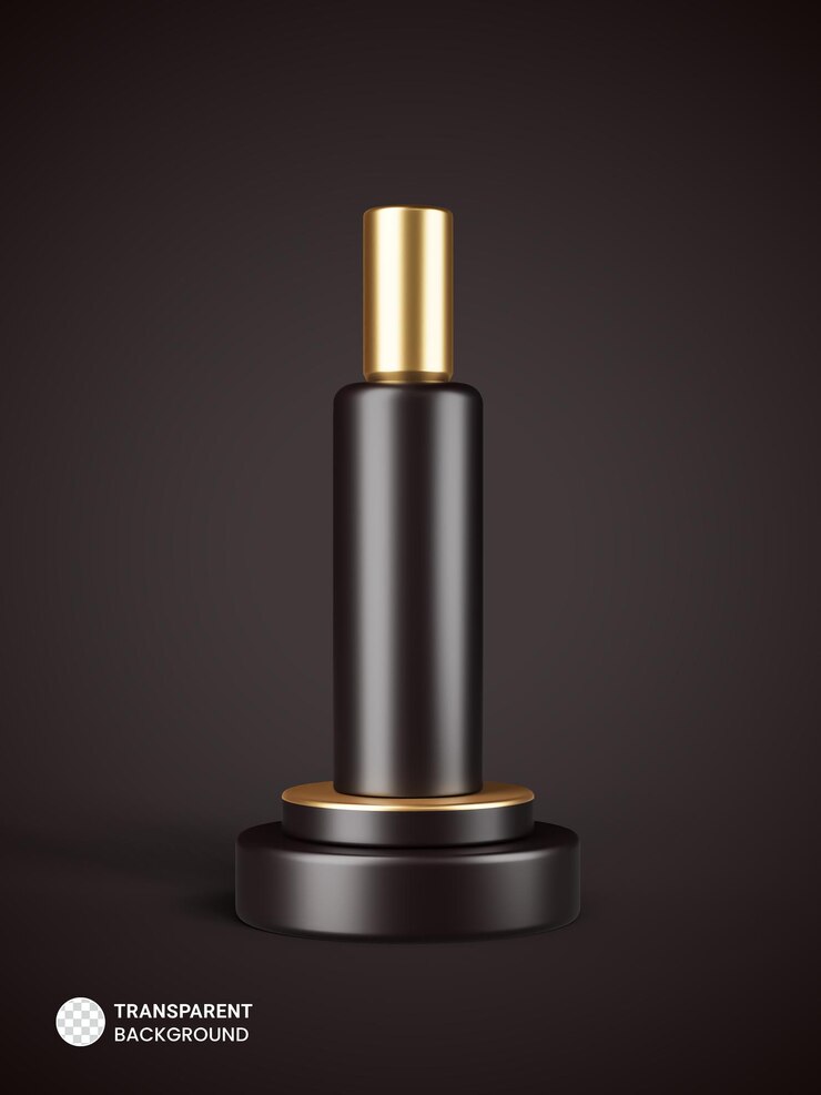 PSD gratuit icône de bouteille cosmétique brillant sur fond de scène podium doré