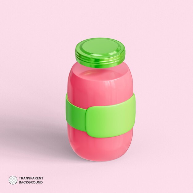 Icône de bouteille de jus de fruits tropicaux isolé illustration de rendu 3d