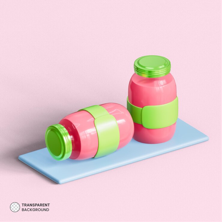 PSD gratuit icône de bouteille de jus de fruits tropicaux isolé illustration de rendu 3d