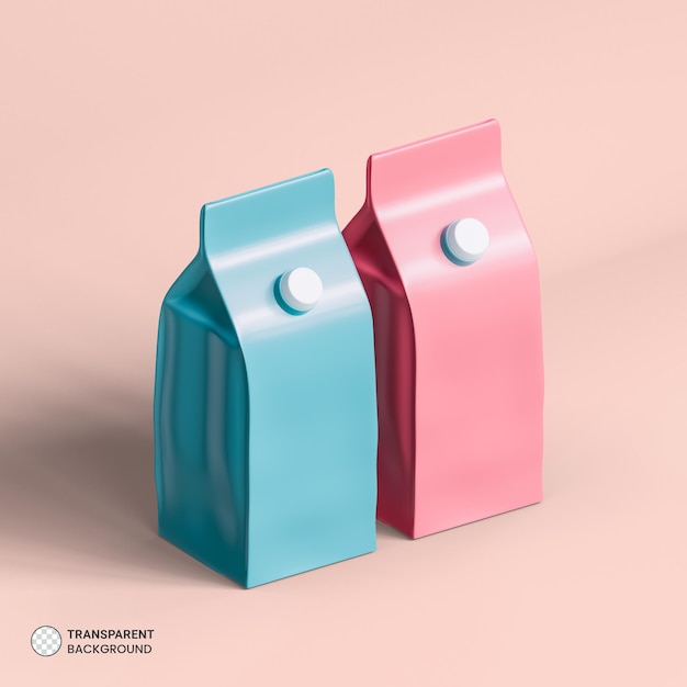 PSD gratuit icône de carton de lait isolé illustration de rendu 3d