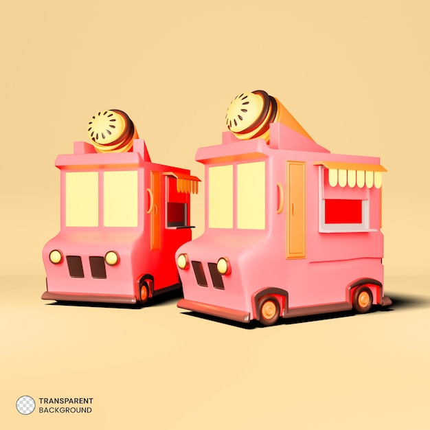 Icône de chariot de rue de crème glacée Rendu 3d isolé Illustration
