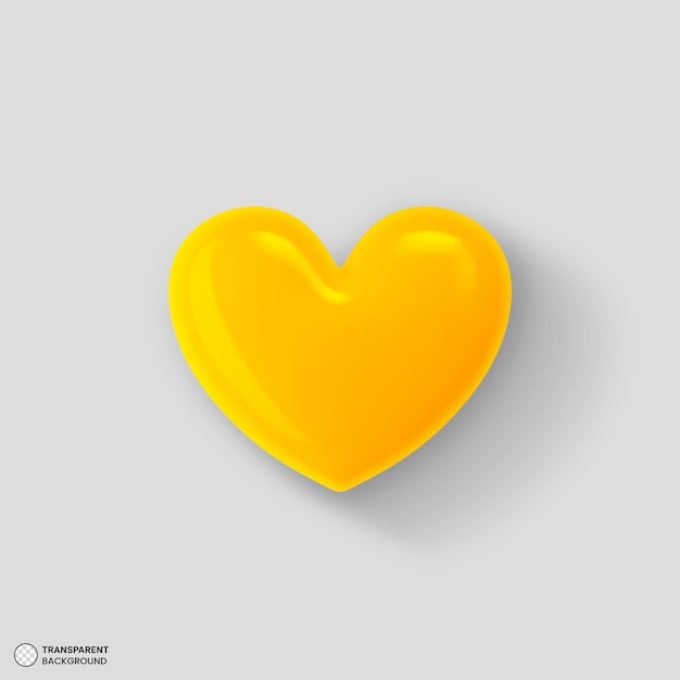 PSD gratuit icône de coeur jaune brillant illustration de rendu 3d