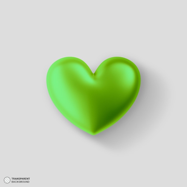 Icône De Coeur Vert Brillant Illustration De Rendu 3d