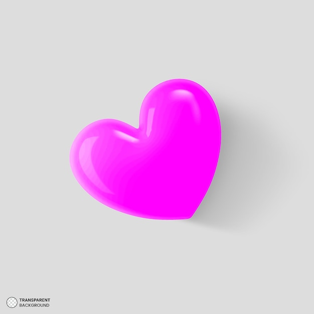 PSD gratuit icône de coeur violet brillant illustration de rendu 3d