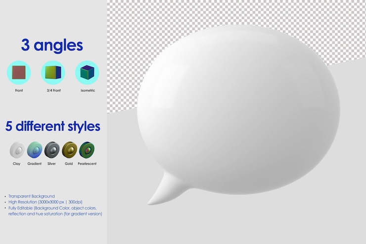 PSD gratuit icône de discours de bulle 3d