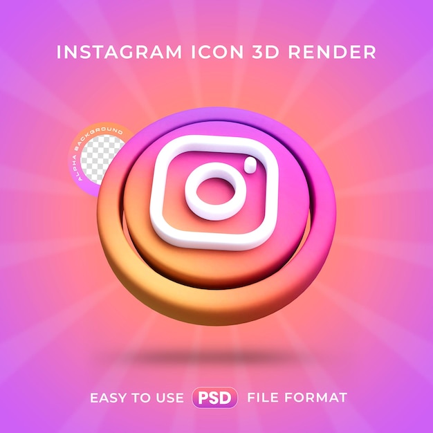 PSD gratuit l'icône du logo d'instagram isolée dans une illustration 3d