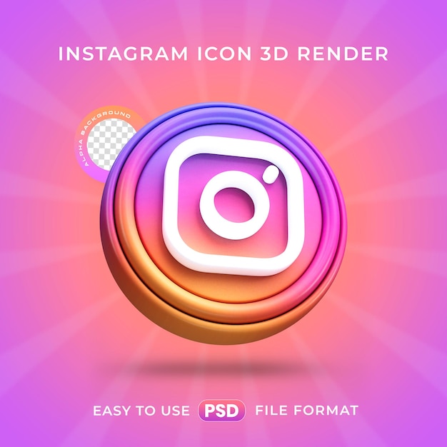 PSD gratuit l'icône du logo d'instagram isolée dans une illustration 3d