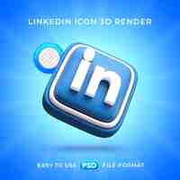 PSD gratuit l'icône du logo de linkedin est une illustration 3d isolée.