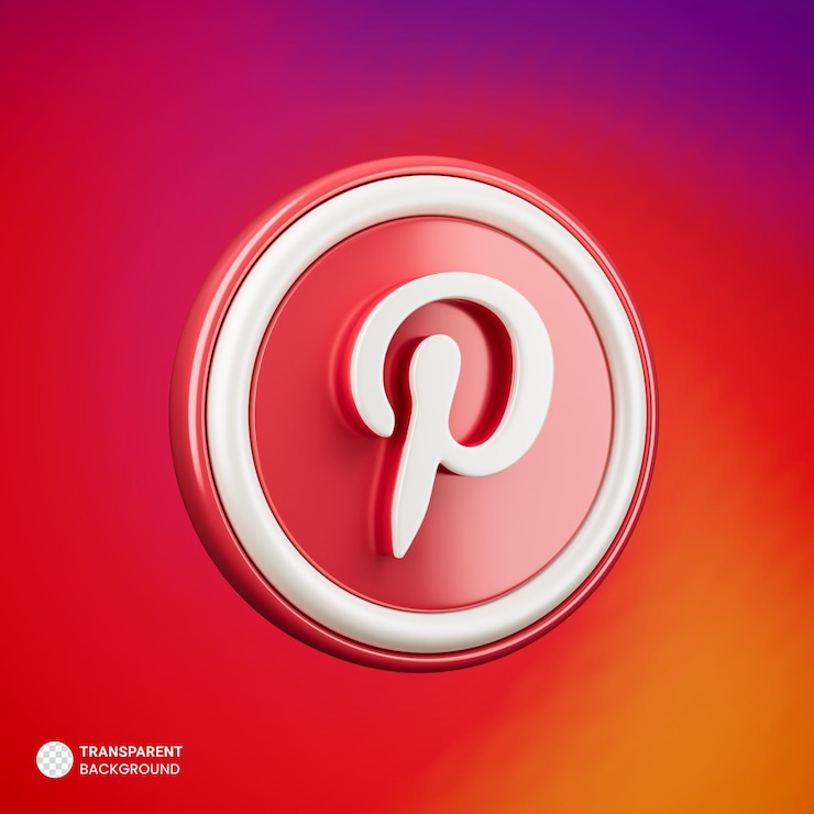 PSD gratuit icône du logo des médias sociaux pinterest 3d