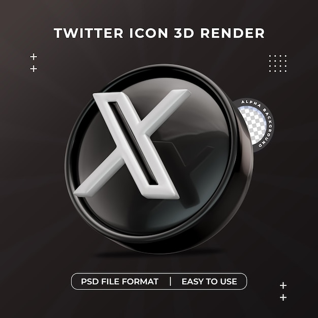 PSD gratuit l'icône du logo twitter isolée dans une illustration de rendu 3d