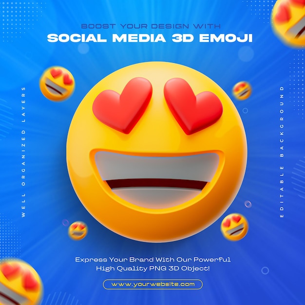 PSD gratuit l'icône de l'émoji d'amour isolée illustration de rendu 3d