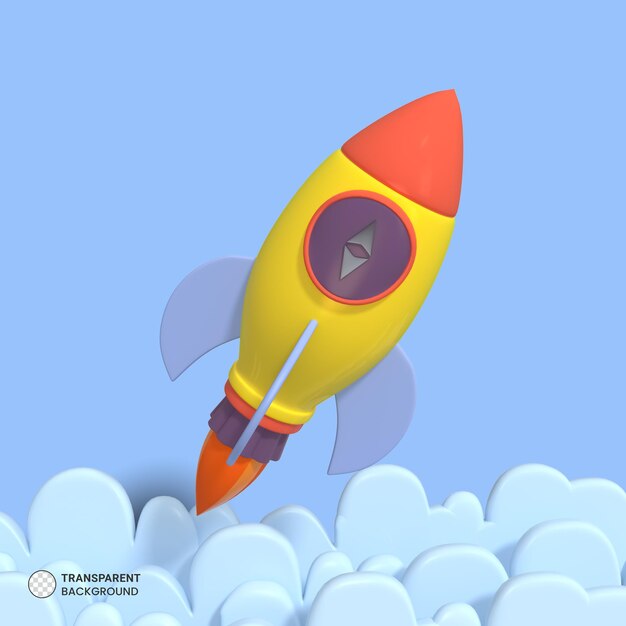 Icône de fusée de vaisseau spatial illustration de rendu 3d isolée