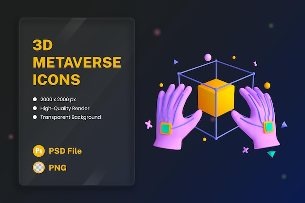 PSD gratuit icône illustration 3d gants haptiques technologie métaverse